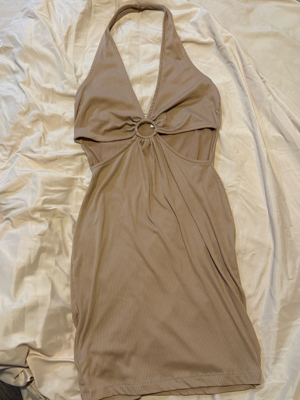 No Comment NY•LA Light Brown Halter Fitted Mini Dress